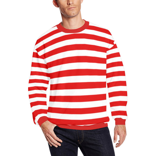 KSC's Red Stripe Sweater Men's Stylish Collection Men's Crew Neck Sweatshirt (Model H18)