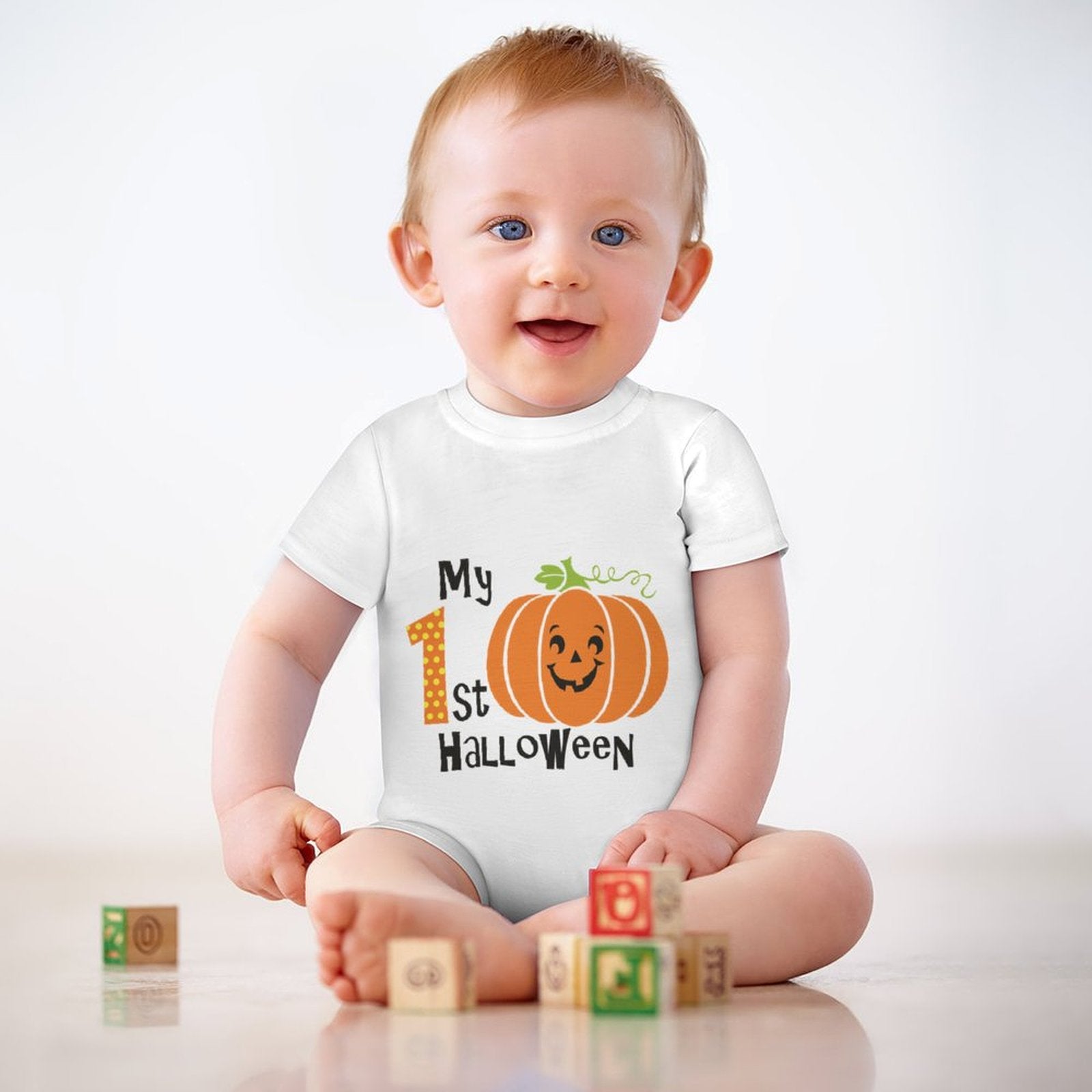 Baby My First Halloween White Onesie Romper Short Sleeve Baby Romper (PLR)