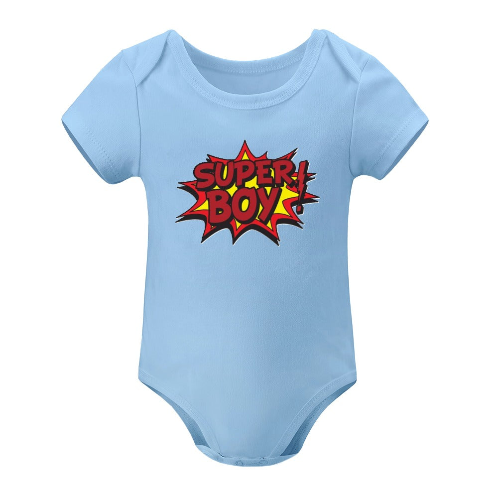 SUPER BABY PRINT DESIGNS BOYS Short -Sleeve Baby's Bodysuit - Super Boy/Man Prints