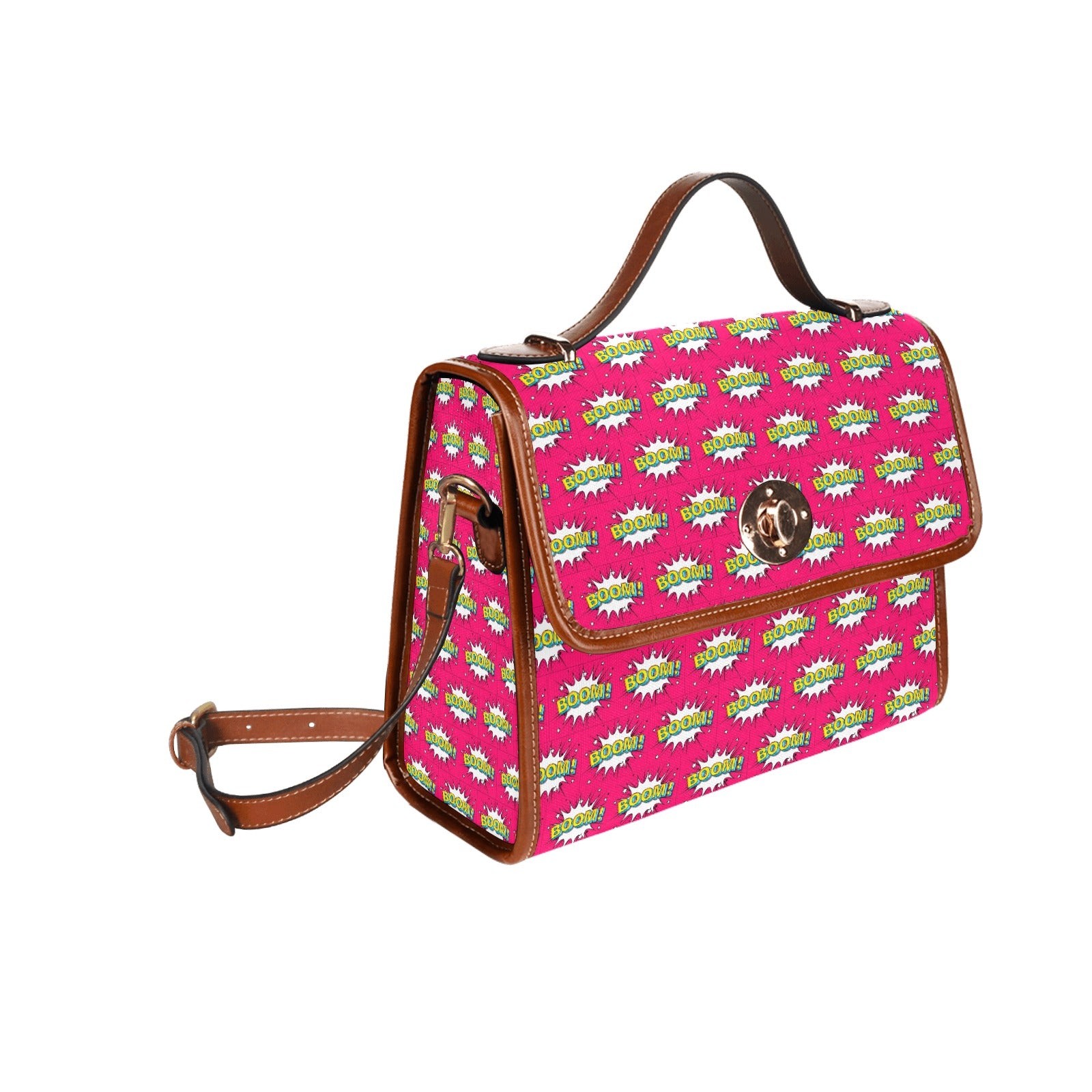 KSC's Custom Design's Waterproof Hand Bag-Brown Handle - 10 Options -Awesome Deal - Pop Art Designs, Polka Dots, Geometric Patterns
