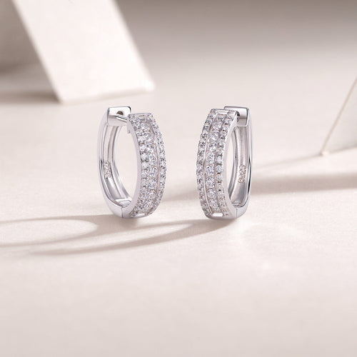 Luxurious Moshan Diamond Silver Earrings