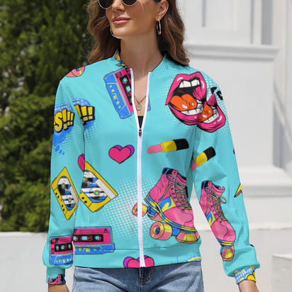 KSC's Limited Edition Pop Art Designs Women's Long Sleeve Zipper Jacket (10 Options) - KSC's Limited Edition Pop Art Collections