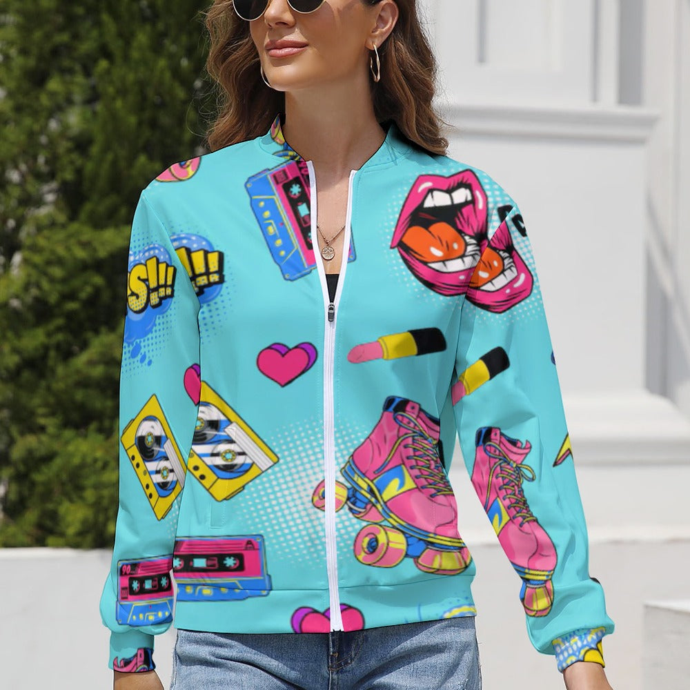 KSC's Limited Edition Pop Art Designs Women's Long Sleeve Zipper Jacket (10 Options) - KSC's Limited Edition Pop Art Collections