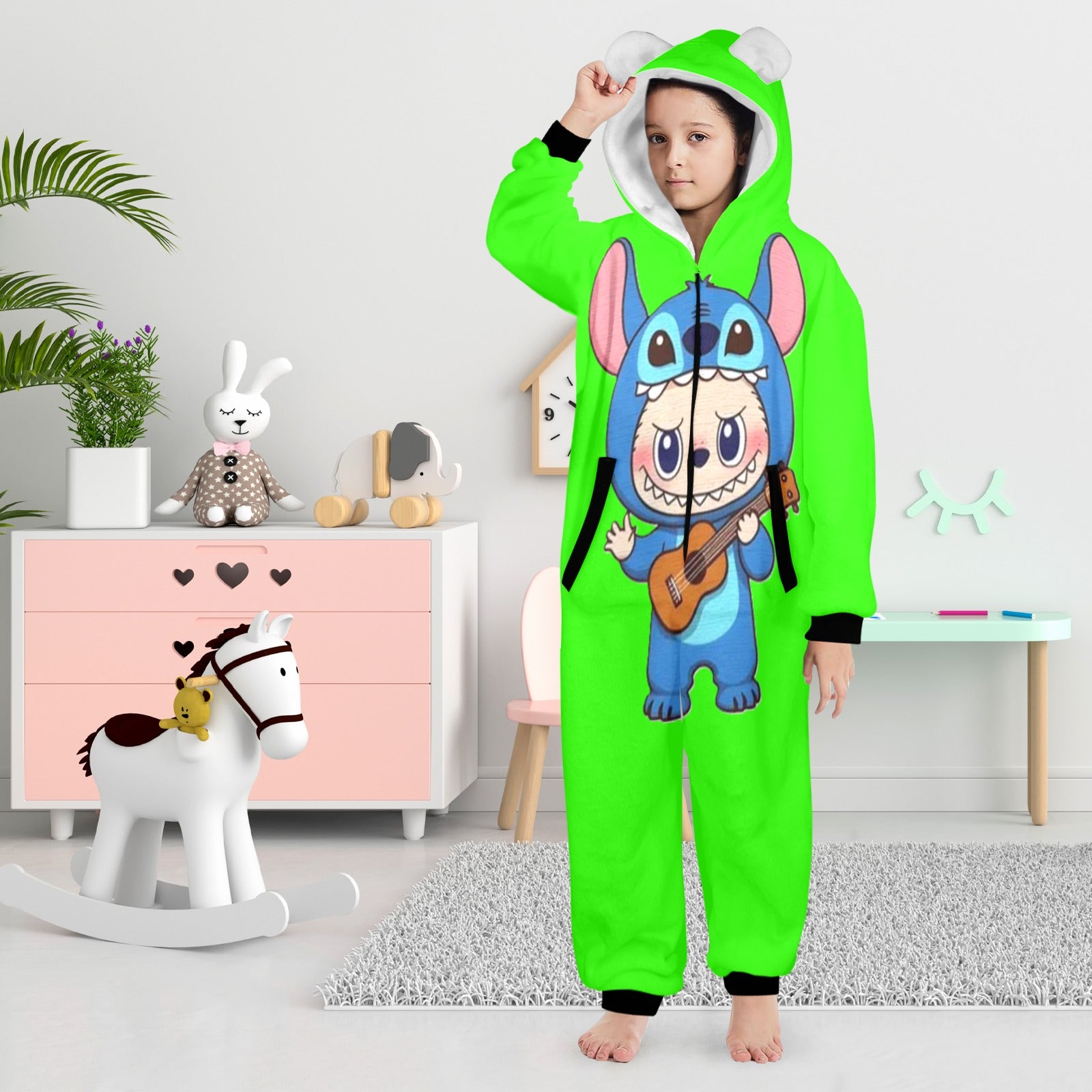 KSC's Exclusive Big Kids Onesie Labubu (8 to 15 Years) Neon Green Stitch