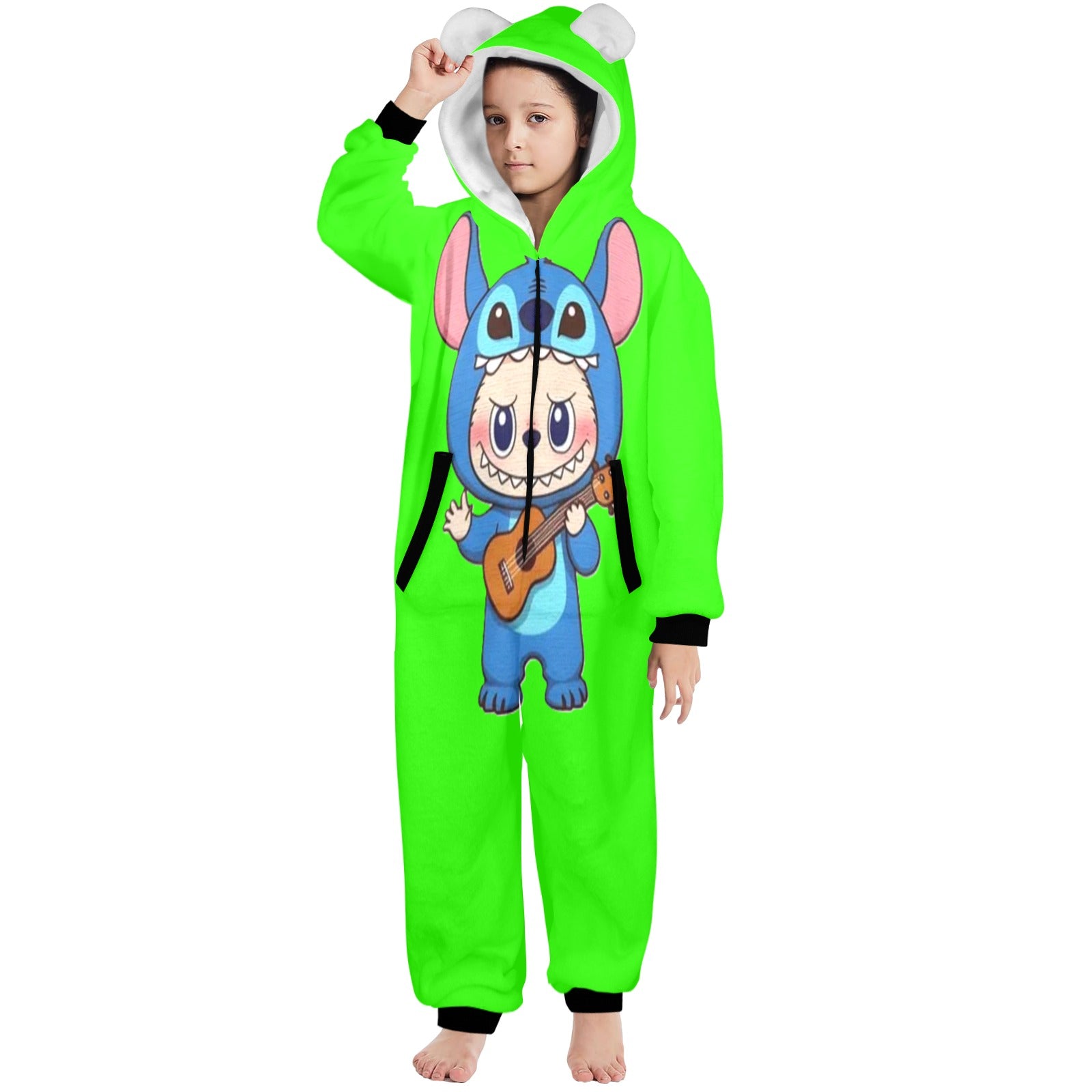 KSC's Exclusive Big Kids Onesie Labubu (8 to 15 Years) Neon Green Stitch