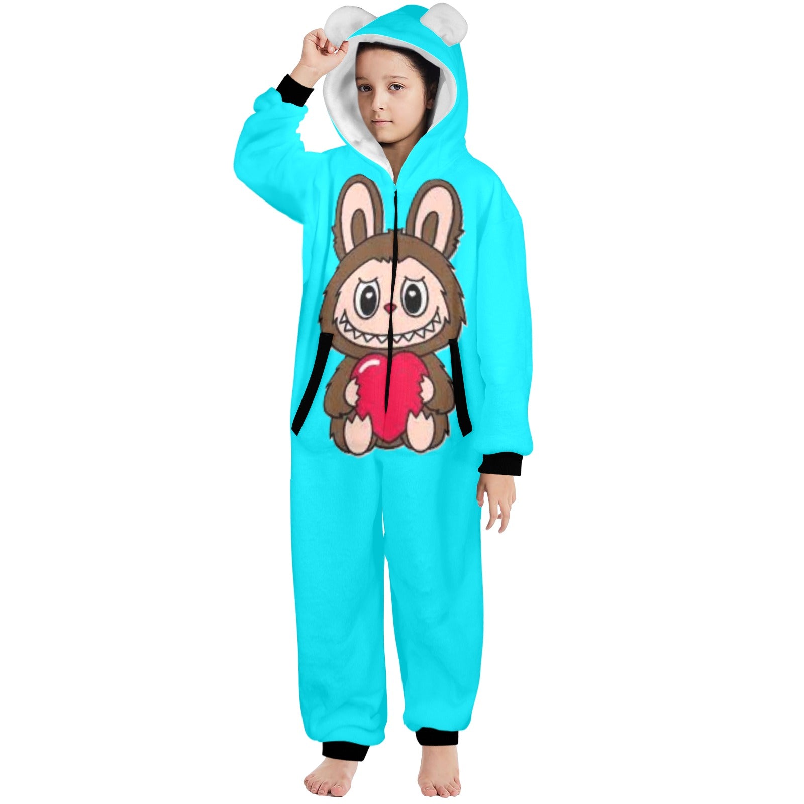 KSC's Exclusive Big Kids Onesie Labubu (8 to 15 Years) Teal Brown Labubu w/Heart