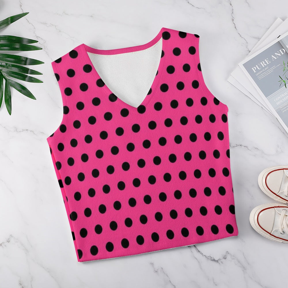 KSC's Exclusive Polka Dot Designs Women's Long Sleeve Button Knit Vest- 10 Options Inside
