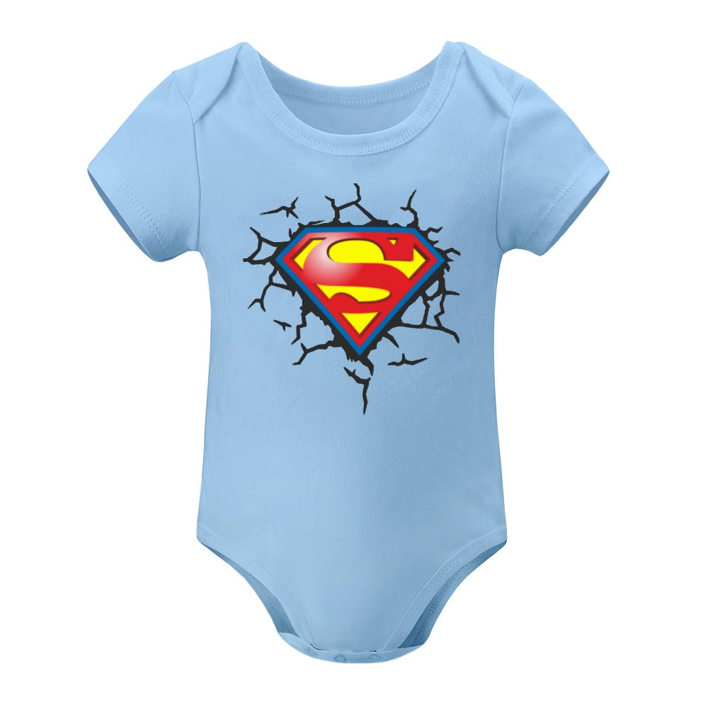 SUPER BABY PRINT DESIGNS BOYS Short -Sleeve Baby's Bodysuit - Super Boy/Man Prints