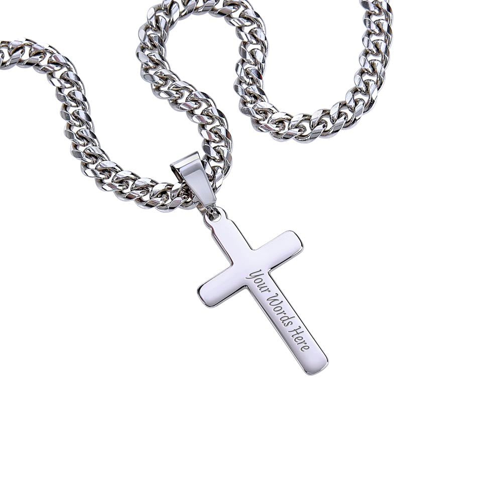 Shop KSC's Cuban Link Chain with Engraved Artisan Cross