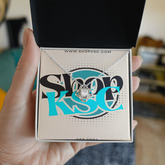 Shop KSC's Beautiful Love Knot Necklace (Yellow & White Gold) Perfect Gift!