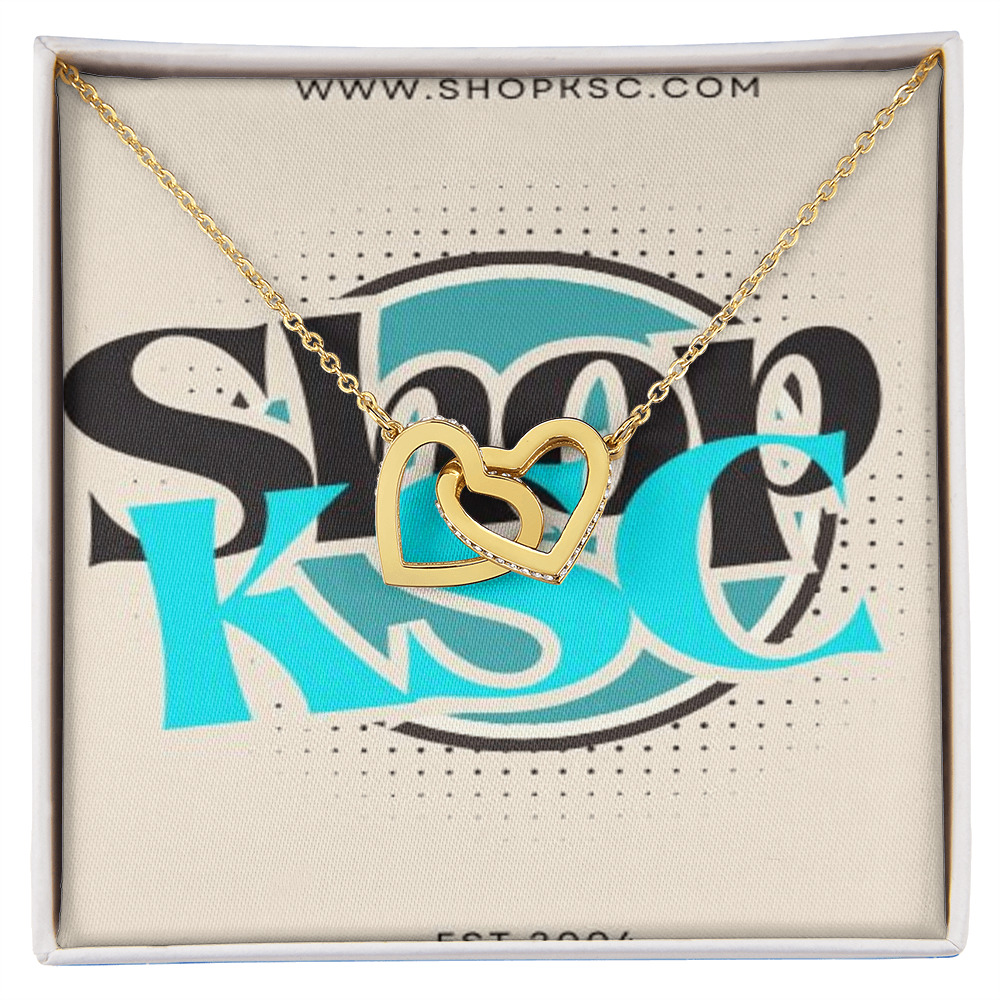 Shop KSC's Interlocking Hearts Necklace (Yellow & White Gold Variants)