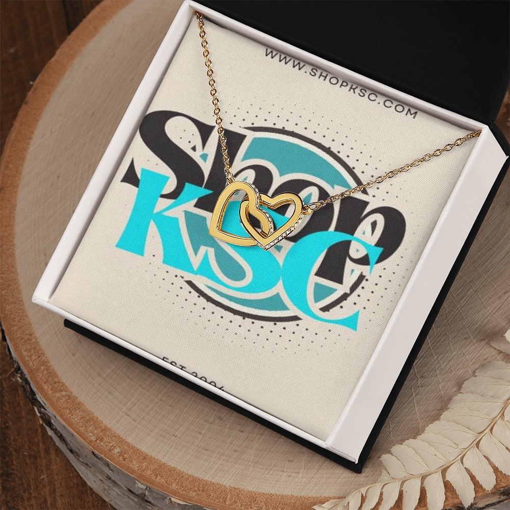 Shop KSC's Interlocking Hearts Necklace (Yellow & White Gold Variants)