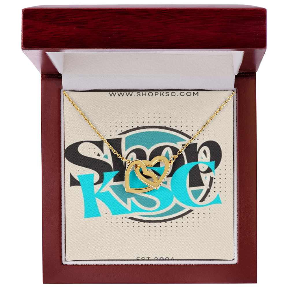 Shop KSC's Interlocking Hearts Necklace (Yellow & White Gold Variants)