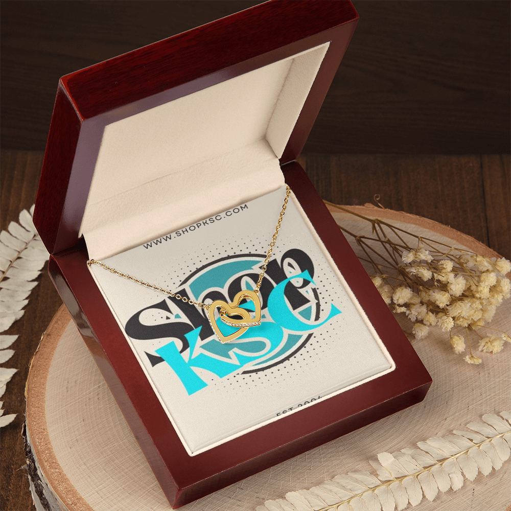 Shop KSC's Interlocking Hearts Necklace (Yellow & White Gold Variants)