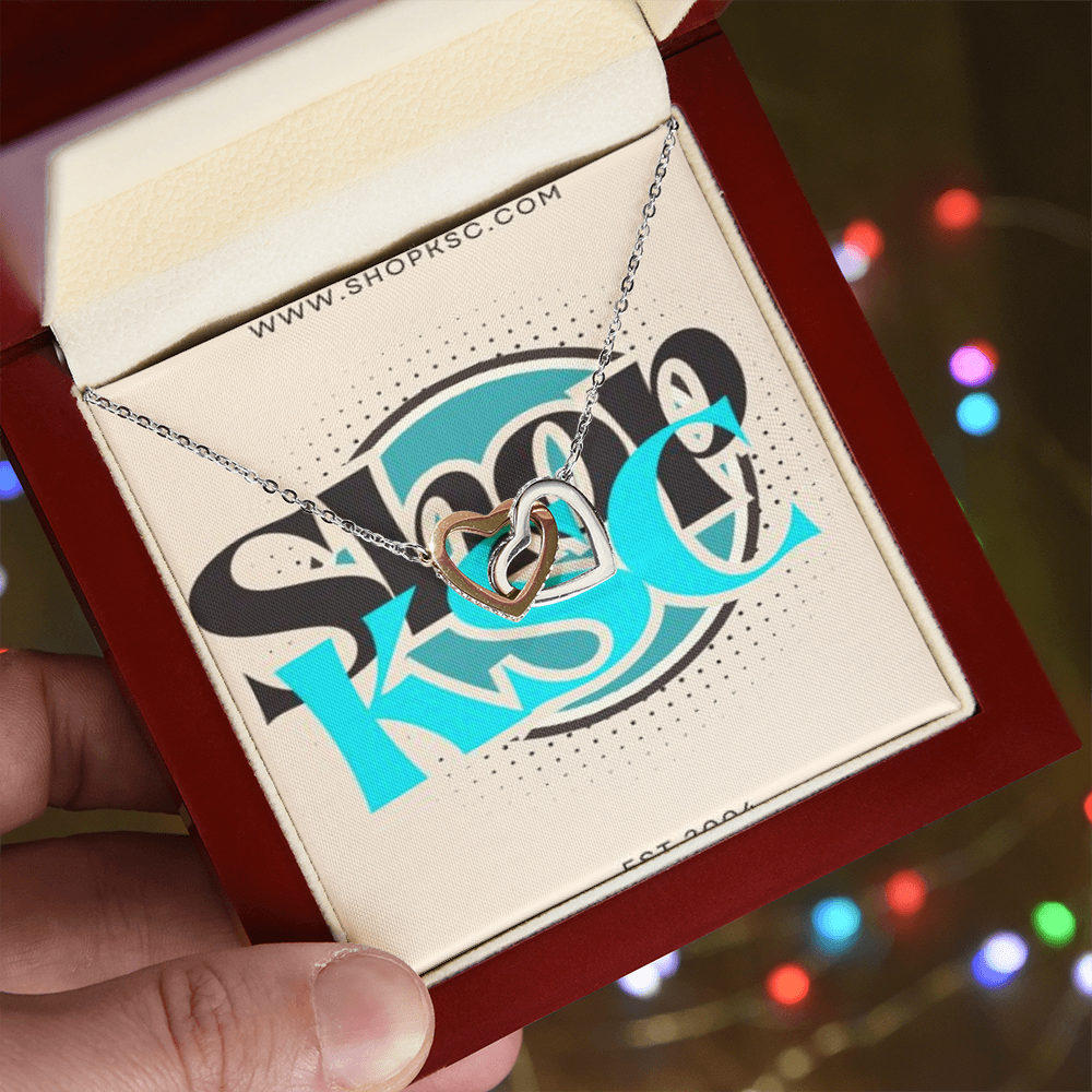Shop KSC's Interlocking Hearts Necklace (Yellow & White Gold Variants)