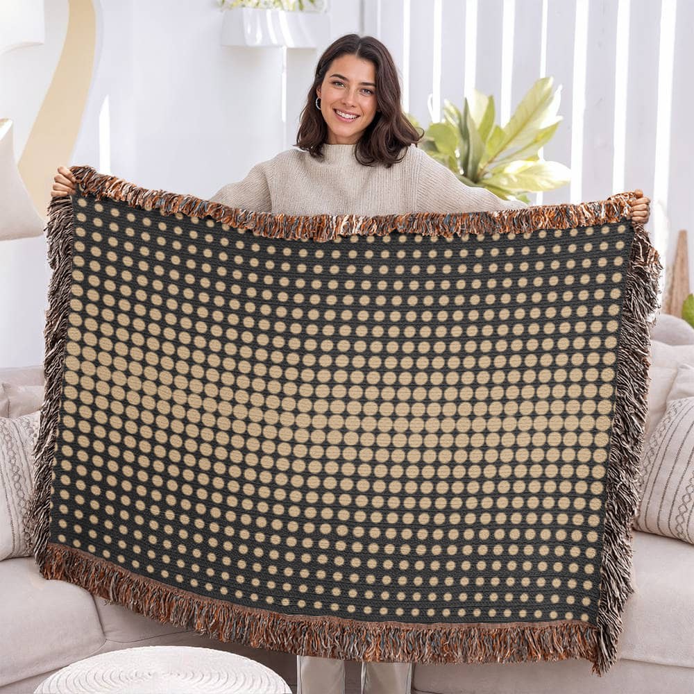Custom Designer Gold Dot Heirloom Artwork Woven Blanket