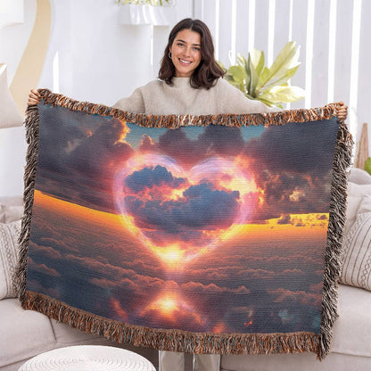 Cotton Candy Cloud Sunset Design Heirloom Artwork Woven Blanket