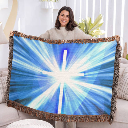 Cross Shining Threw Design Heirloom Artwork Woven Blanket