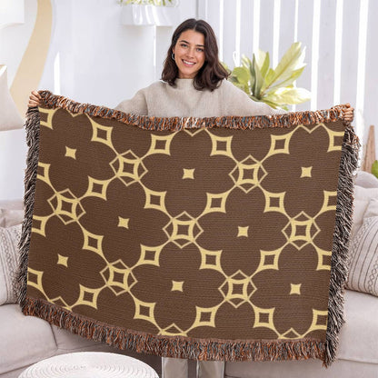 CUSTOM DESIGNER DIAMOND PATTERN HEIRLOOM ARTWORK WOVEN BLANKET