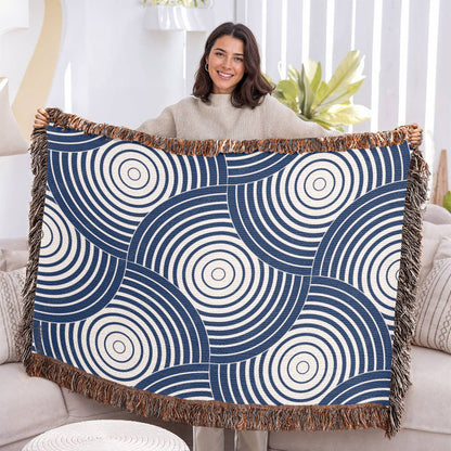 Blue Spiral Heirloom Woven Blanket