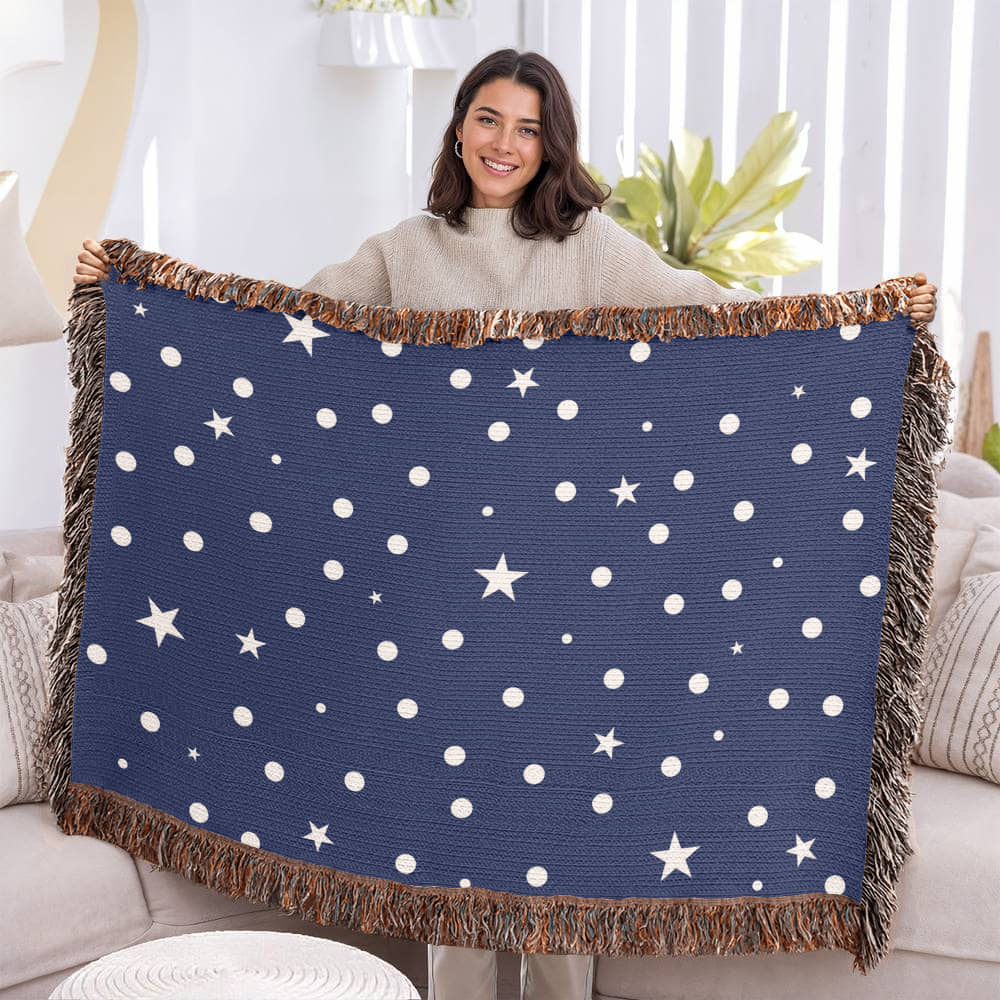 Custom Designer Dark Starry Night Heirloom Artwork Woven Blanket
