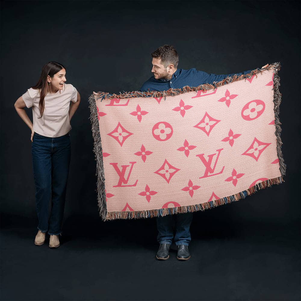 PINK CUSTOM TEMPLE CUSTOM DESIGNER HEIRLOOM ARTWORK WOVEN BLANKET