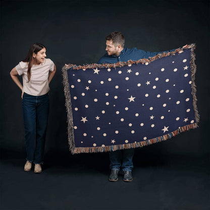 Custom Designer Dark Starry Night Heirloom Artwork Woven Blanket