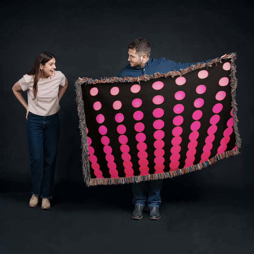 Custom Designer Pink Dot Links Heirloom Artwork Woven Blanket