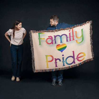 POPULAR DESIGN- Custom Designer Family Pride Rainbow Heart Heirloom Woven Blanket