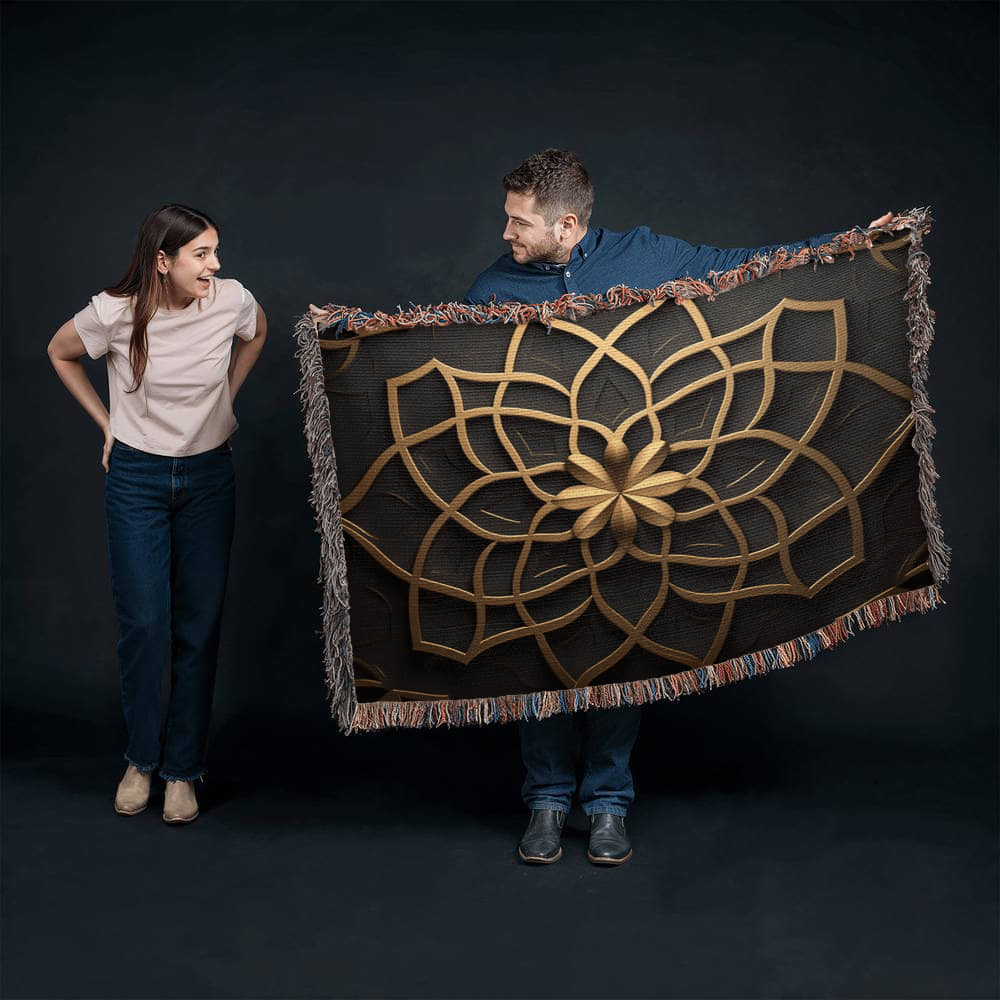Custom Designer Flower Inlay Pattern Heirloom Artwork Woven Blanket