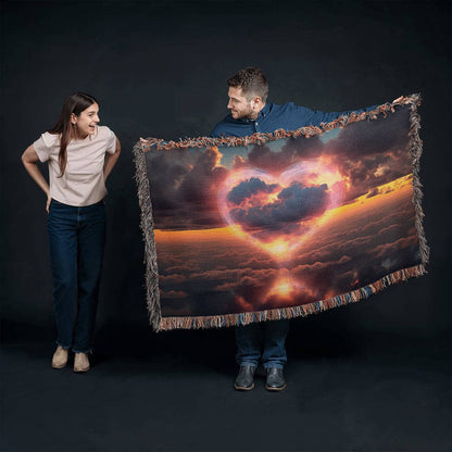Cotton Candy Cloud Sunset Design Heirloom Artwork Woven Blanket
