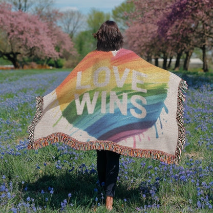 Love Wins Rainbow Heirloom Woven Blanket