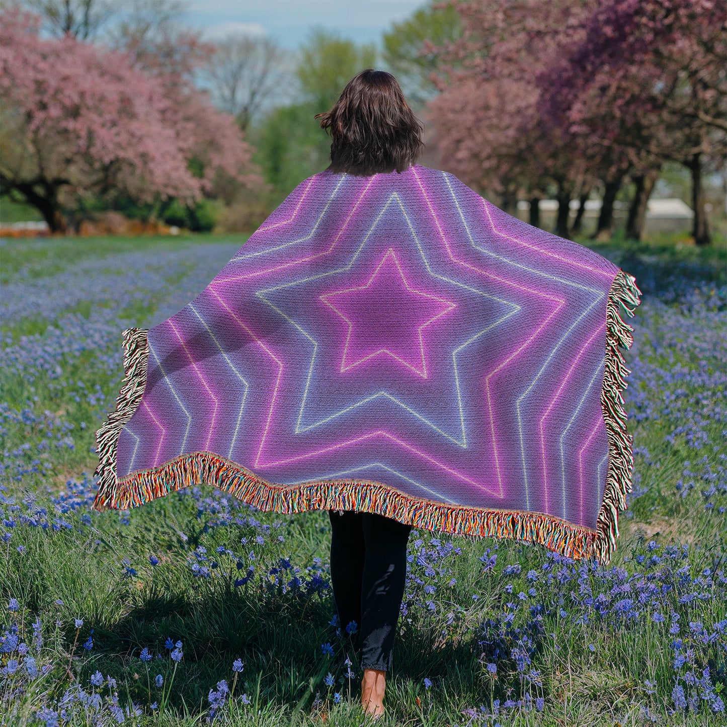 Custom Design Star Purple Echo Heirloom Artwork Woven Blanket