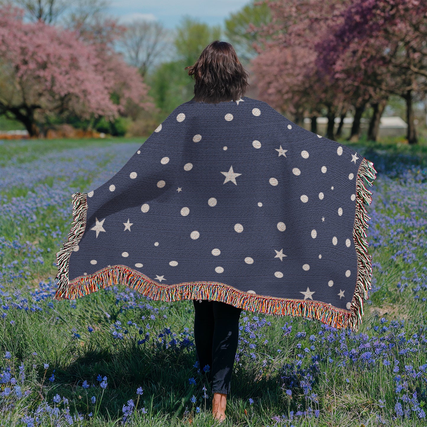 Custom Designer Dark Starry Night Heirloom Artwork Woven Blanket