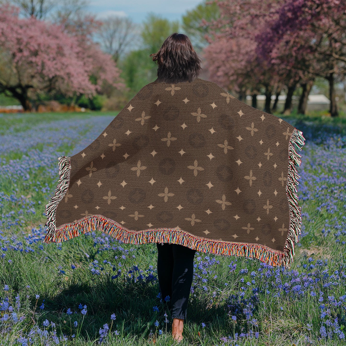 Custom Brown Temple Designer Heirloom Artwork Woven Blanket