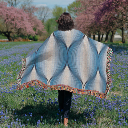 POPULAR DESIGN- Custom Designer Blue Bulb Bloom Heirloom Artwork Woven Blanket