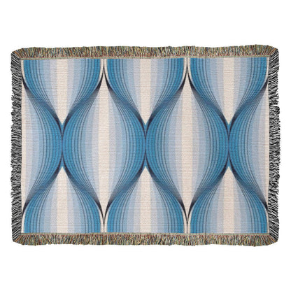 POPULAR DESIGN- Custom Designer Blue Bulb Bloom Heirloom Artwork Woven Blanket