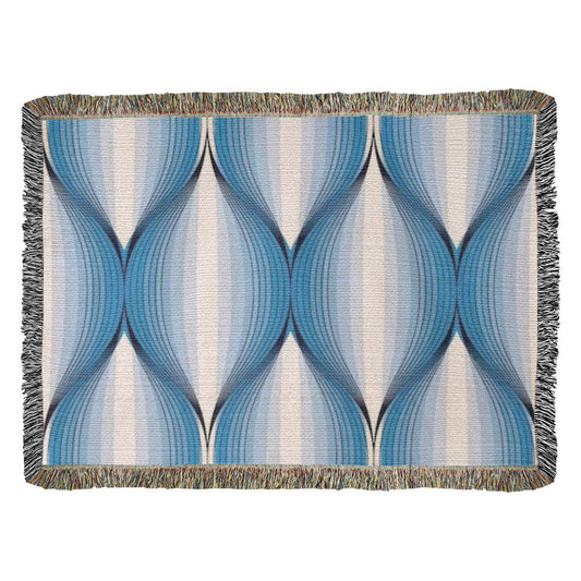 POPULAR DESIGN- Custom Designer Blue Bulb Bloom Heirloom Artwork Woven Blanket
