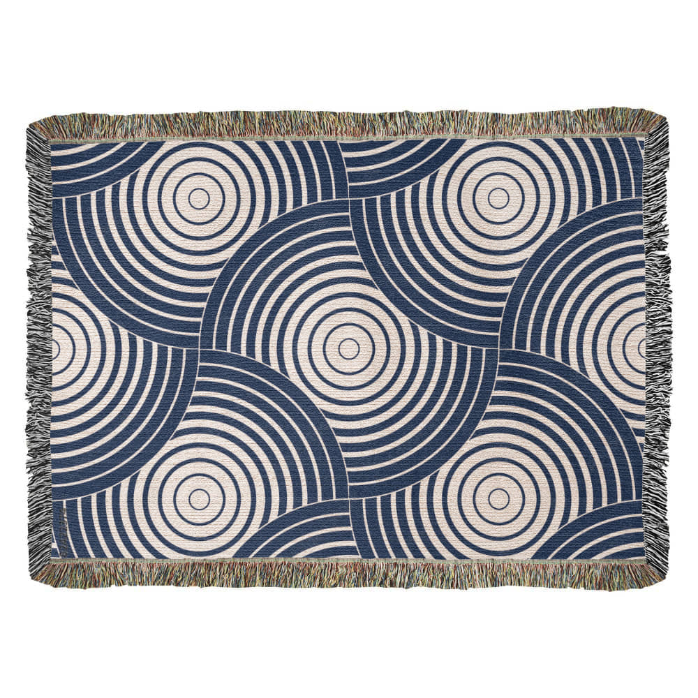 Blue Spiral Heirloom Woven Blanket