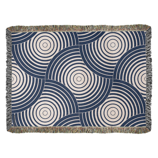 Blue Spiral Heirloom Woven Blanket