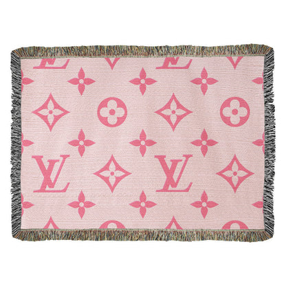 PINK CUSTOM TEMPLE CUSTOM DESIGNER HEIRLOOM ARTWORK WOVEN BLANKET