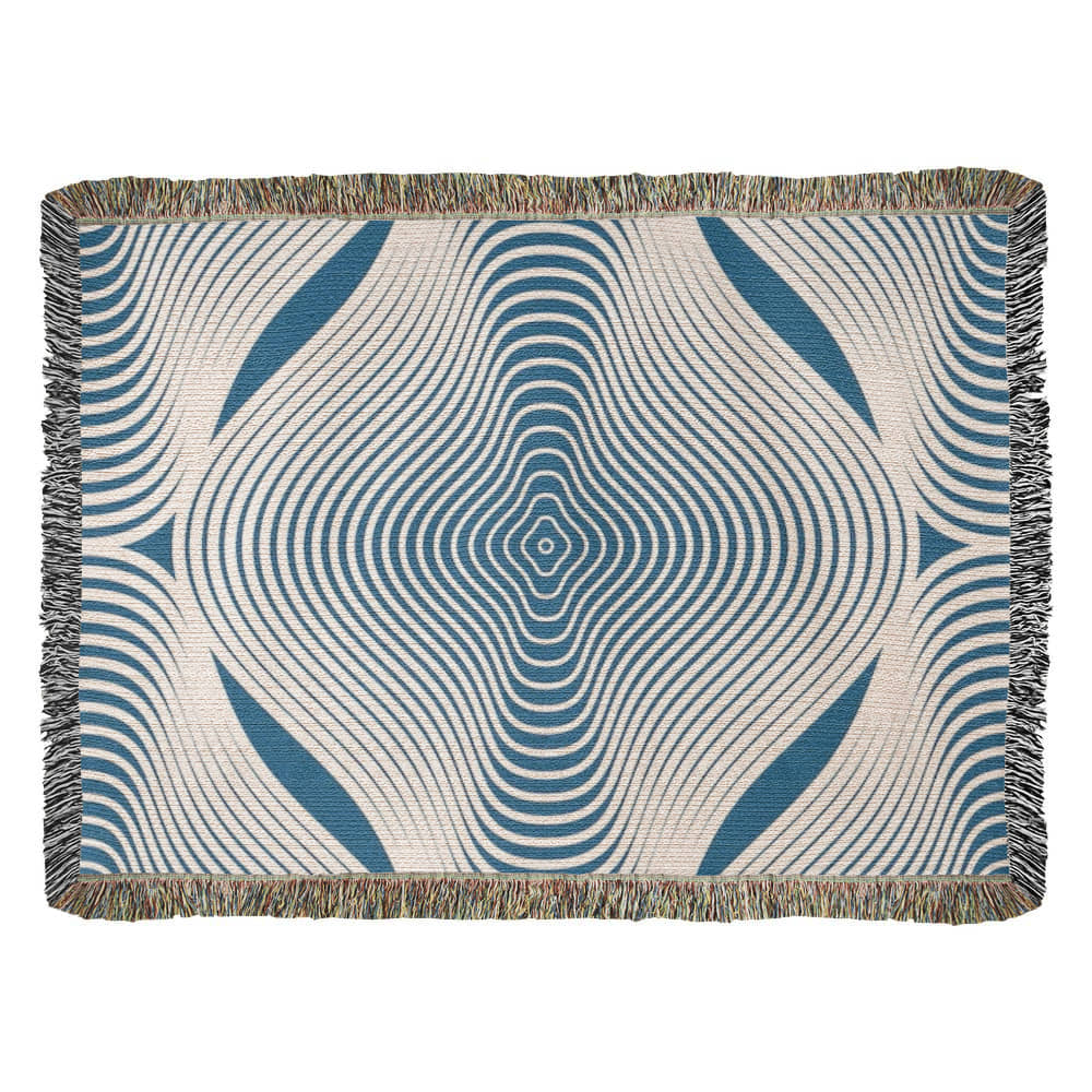 Custom Designer Blue Hypnotic Heirloom Artwork Woven Blanket