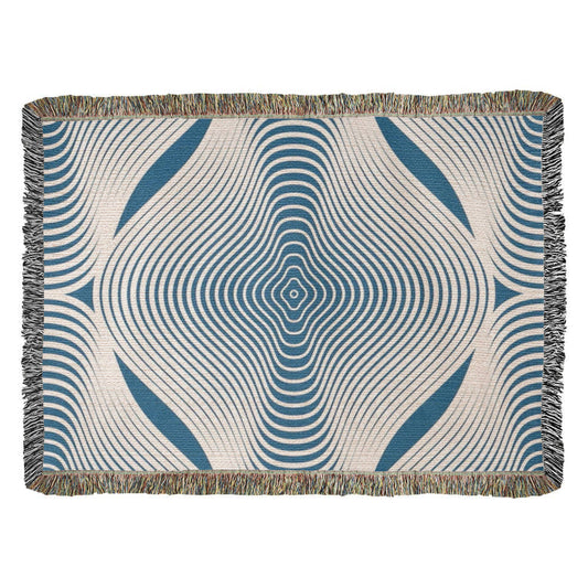Custom Designer Blue Hypnotic Heirloom Artwork Woven Blanket