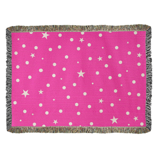 Custom Designer Pink Star Heirloom Artwork Woven Blanket