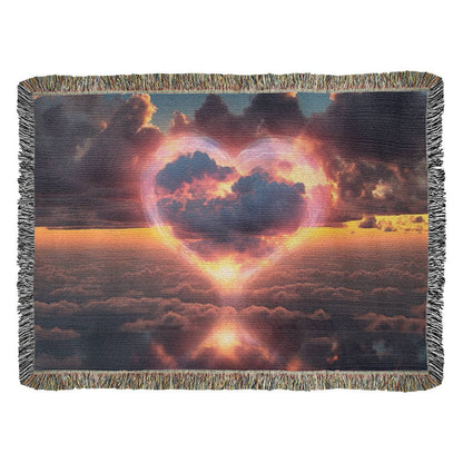 Cotton Candy Cloud Sunset Design Heirloom Artwork Woven Blanket