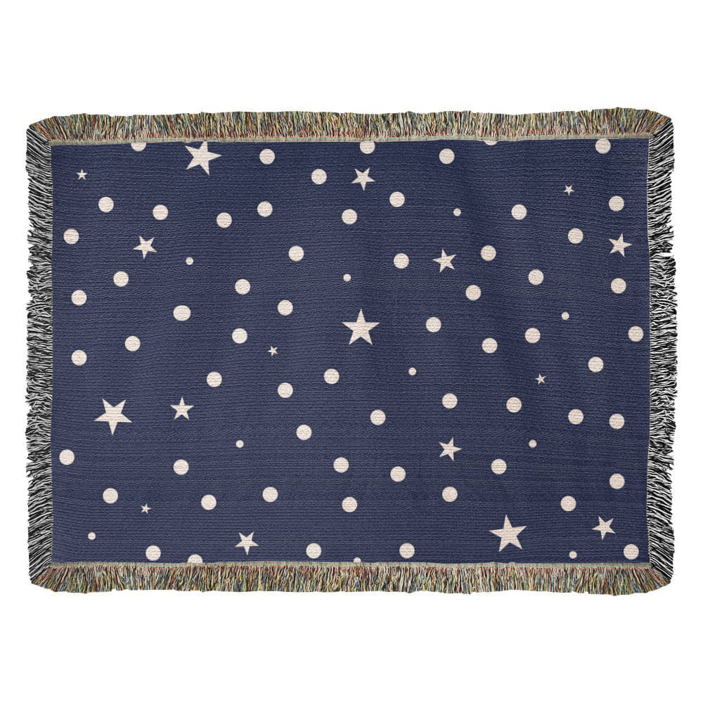Custom Designer Dark Starry Night Heirloom Artwork Woven Blanket