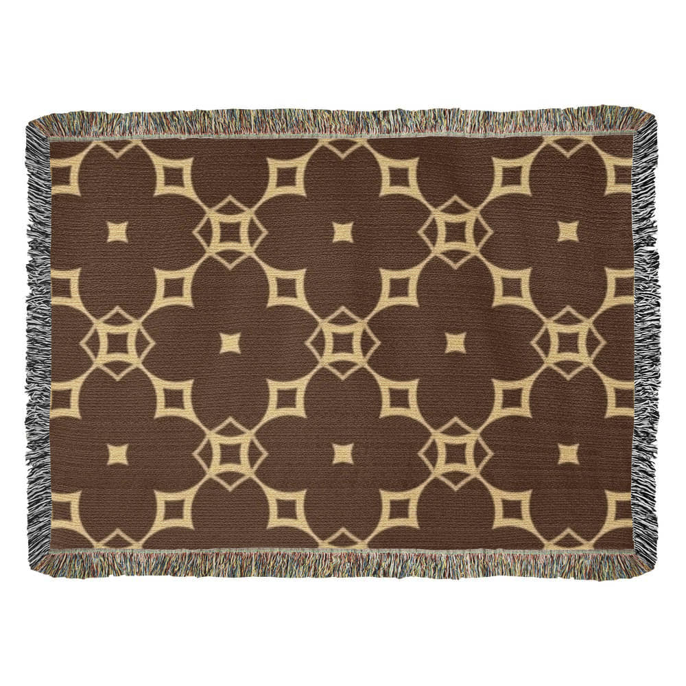 CUSTOM DESIGNER DIAMOND PATTERN HEIRLOOM ARTWORK WOVEN BLANKET