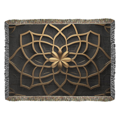 Custom Designer Flower Inlay Pattern Heirloom Artwork Woven Blanket