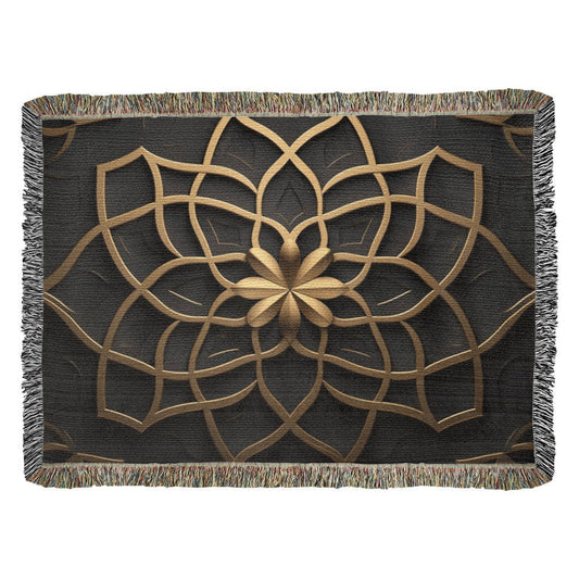 Custom Designer Flower Inlay Pattern Heirloom Artwork Woven Blanket