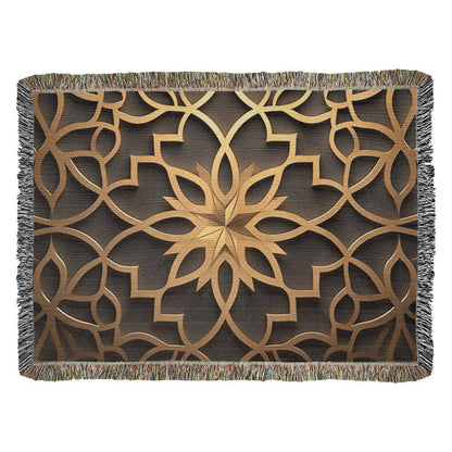 Custom Designer Star Flower Inlay Heirloom Artwork Woven Blanket